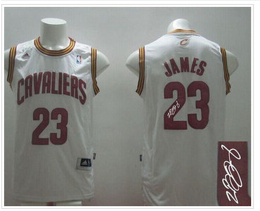 Revolution 30 Autographed Cleveland Cavaliers #23 LeBron James White Road Stitched NBA Jersey