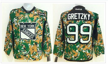 Youth NHL New York Rangers #99 Wayne Gretzky Camo Veterans Day Practice NHL Jersey