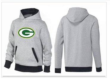 Green Bay Packers Logo Pullover Hoodie Grey & Black