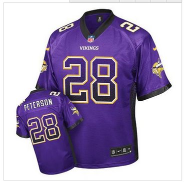 Youth Nike Vikings #28 Adrian Peterson Purple Team Color NFL Elite Drift Fashion Jersey