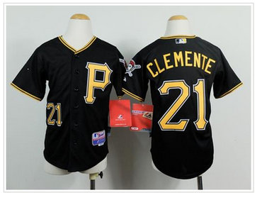 Youth MLB Pittsburgh Pirates #21 Roberto Clemente Black Cool Base Stitched Baseball Jersey