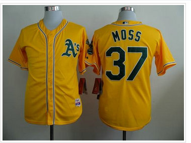 Oakland Athletics #37 Brandon Moss Yellow Cool Base Stitched Baseball Jersey