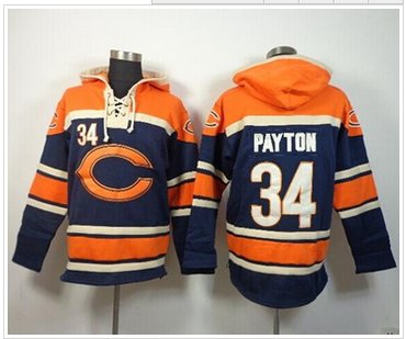 NEW Bears #34 Walter Payton Navy Blue Sawyer Hooded Sweatshirt NFL Hoodie