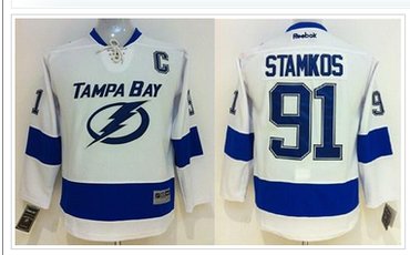Youth NHL Tampa Bay Lightning #91 Steven Stamkos White Jersey