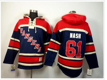 New York Rangers #61 Rick Nash Navy Blue Sawyer Hooded Sweatshirt Stitched NHL Jersey