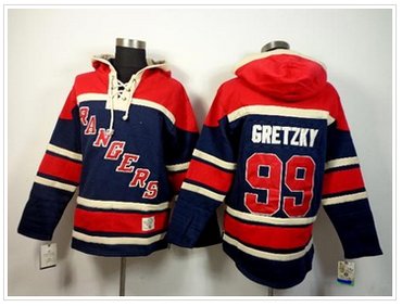 New York Rangers #99 Wayne Gretzky Navy Blue Sawyer Hooded Sweatshirt Stitched NHL Jersey