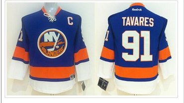 Youth NHL New York Islanders #91 John Tavares Light Blue Jersey