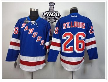 New York Rangers #26 Martin St.Louis Blue Home With 2014 Stanley Cup Finals NHL Jersey