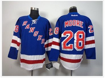 New York Rangers #28 Dominic Moore Blue Home NHL Jersey