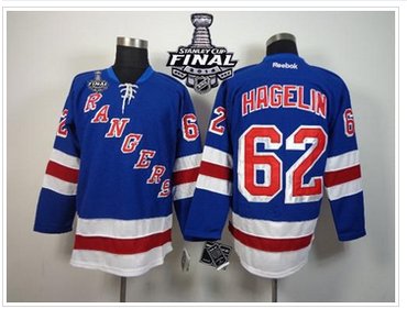 New York Rangers #62 Carl Hagelin Blue Home With 2014 Stanley Cup Finals NHL Jersey