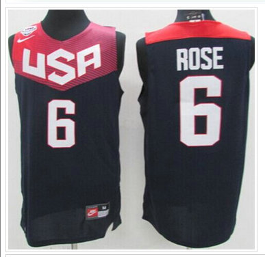 NEW 2014 Team USA #6 Derrick Rose Dark Blue Stitched NBA Jersey