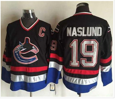 Vancouver Canucks #19 Markus Naslund Black Blue CCM Throwback Stitched NHL Jersey