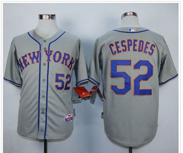 New York Mets #52 Yoenis Cespedes Grey Road Cool Base Stitched MLB Jersey