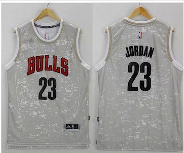 Chicago Bulls #23 Michael Jordan Grey City Light Stitched NBA Jersey