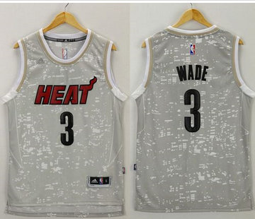 Miami Heat #3 Dwyane Wade Grey City Light Stitched NBA Jersey
