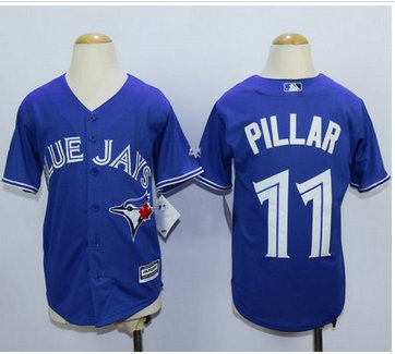Youth Blue Jays #11 Kevin Pillar Blue Cool Base Stitched MLB Jersey