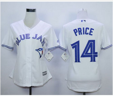 Women Blue Jays #14 David Price White Home Stitched Baseball Jersey