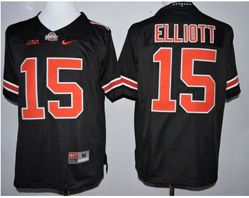 Ohio State Buckeyes #15 Ezekiel Elliott Black(Orange No.) Limited Stitched NCAA Jersey
