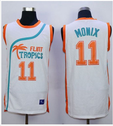 Flint Tropics #11 Ed Monix White Semi-Pro Movie Stitched Basketball Jersey