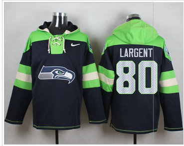 Nike Seattle Seahawks #80 Steve Largent Steel Blue Player Pullover NFL Hoodie