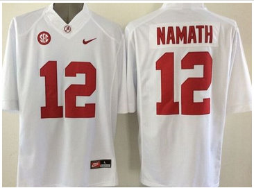 Alabama Crimson Tide #12 Joe Namath White Stitched NCAA Jersey