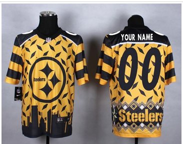 Nike Pittsburgh Steelers Customized Gold Men's Stitched NFL Elite Noble Fashion Jersey