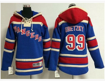 Youth NHL Rangers #99 Wayne Gretzky Blue Sawyer Hooded Sweatshirt Stitched Jersey