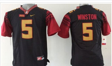 Youth NCAA Seminoles #5 Jameis Winston Black Limited Stitched Jersey