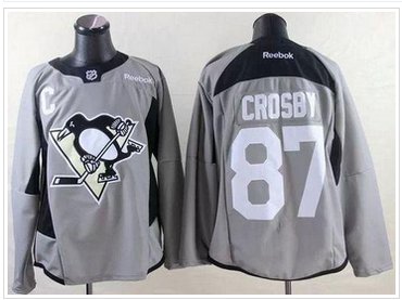 Pittsburgh Penguins #87 Sidney Crosby Grey Practice Stitched NHL Jersey