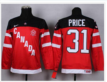 Youth NHL Team Canada #31 Carey Price Red 100th Anniversary Stitched Jersey