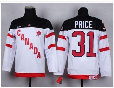 Youth NHL Team Canada #31 Carey Price White 100th Anniversary Stitched Jersey