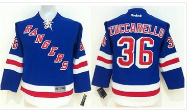 Youth NHL Rangers #36 Mats Zuccarello Blue Home Stitched Jersey