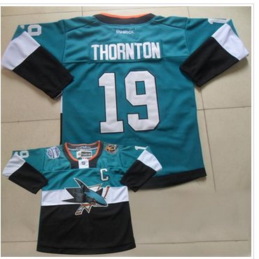 San Jose Sharks #19 Joe Thornton Teal Black 2015 Stadium Series Stitched NHL Jersey