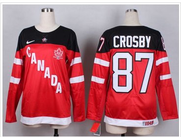Women's Olympic CA. #87 Sidney Crosby Red 100th Anniversary Stitched NHL Jersey