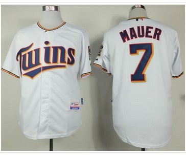Minnesota Twins #7 Joe Mauer White Home Cool Base Stitched Baseball Jersey