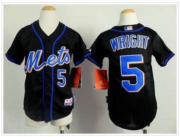 Youth MLB Mets #5 David Wright Black Cool Base Stitched Jersey
