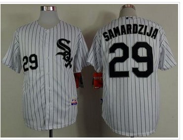 Chicago White Sox #29 Jeff Samardzija White Black Strip Stitched Baseball Jersey