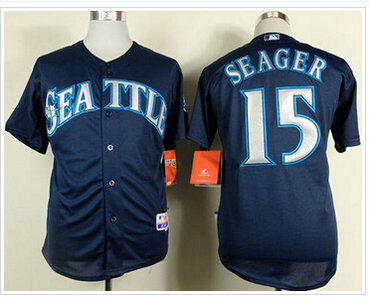Seattle Mariners #15 Kyle Seager Navy Blue Cool Base Stitched Baseball Jersey