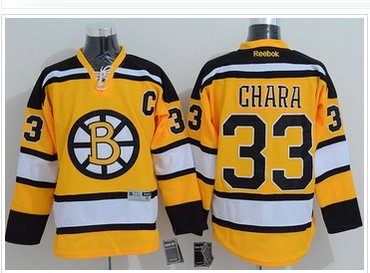 Boston Bruins #33 Zdeno Chara Yellow Stitched NHL Jersey