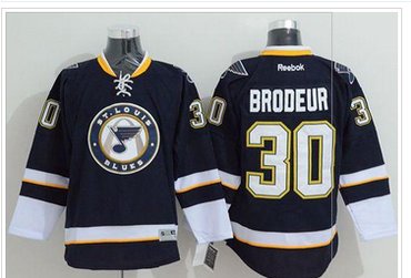 St.Louis Blues #30 Martin Brodeur Navy Blue Third Stitched NHL Jersey