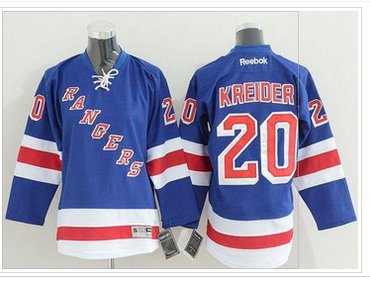 Youth NHL Rangers #20 Chris Kreider Blue Home Stitched Jersey