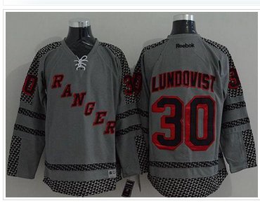 New York Rangers #30 Henrik Lundqvist Charcoal Cross Check Fashion Stitched NHL Jersey