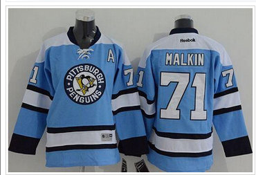 Youth NHL Penguins #71 Evgeni Malkin Blue Stitched Jersey