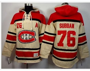 Montreal Canadiens #76 P.K Subban Cream Sawyer Hooded Sweatshirt Stitched NHL Jersey Montreal Canadiens #76 P.K Subban Cream Sawyer Hooded Sweatshirt Stitched NHL Jersey