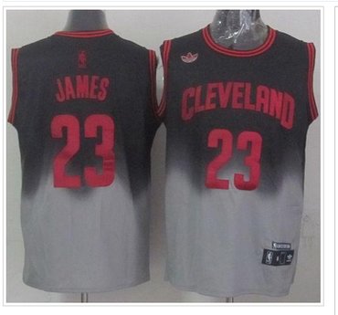 Cleveland Cavaliers #23 LeBron James Black Grey Fadeaway Fashion Stitched NBA Jersey