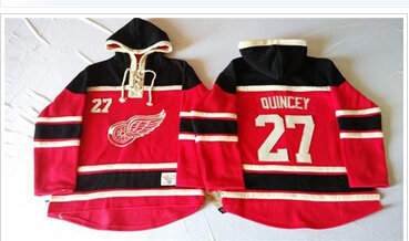 Detroit Red Wings #27 Kyle Quincey Red Sawyer Hooded Sweatshirt Stitched NHL Jersey