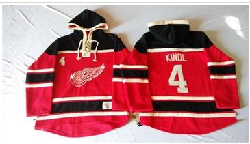 Detroit Red Wings #4 Jakub Kindl Red Sawyer Hooded Sweatshirt Stitched NHL Jersey