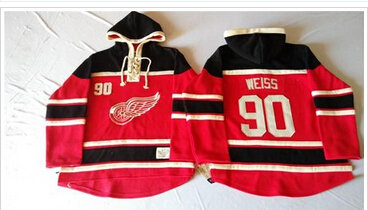Detroit Red Wings #90 Stephen Weiss Red Sawyer Hooded Sweatshirt Stitched NHL Jersey