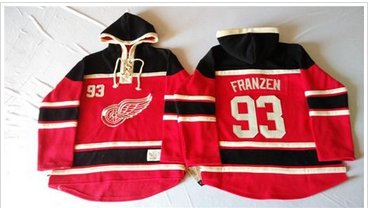 Detroit Red Wings #93 Johan Franzen Red Sawyer Hooded Sweatshirt Stitched NHL Jersey