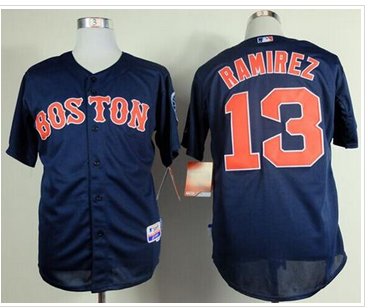 Boston Red Sox #13 Hanley Ramirez Dark Blue Cool Base Baseball Jersey